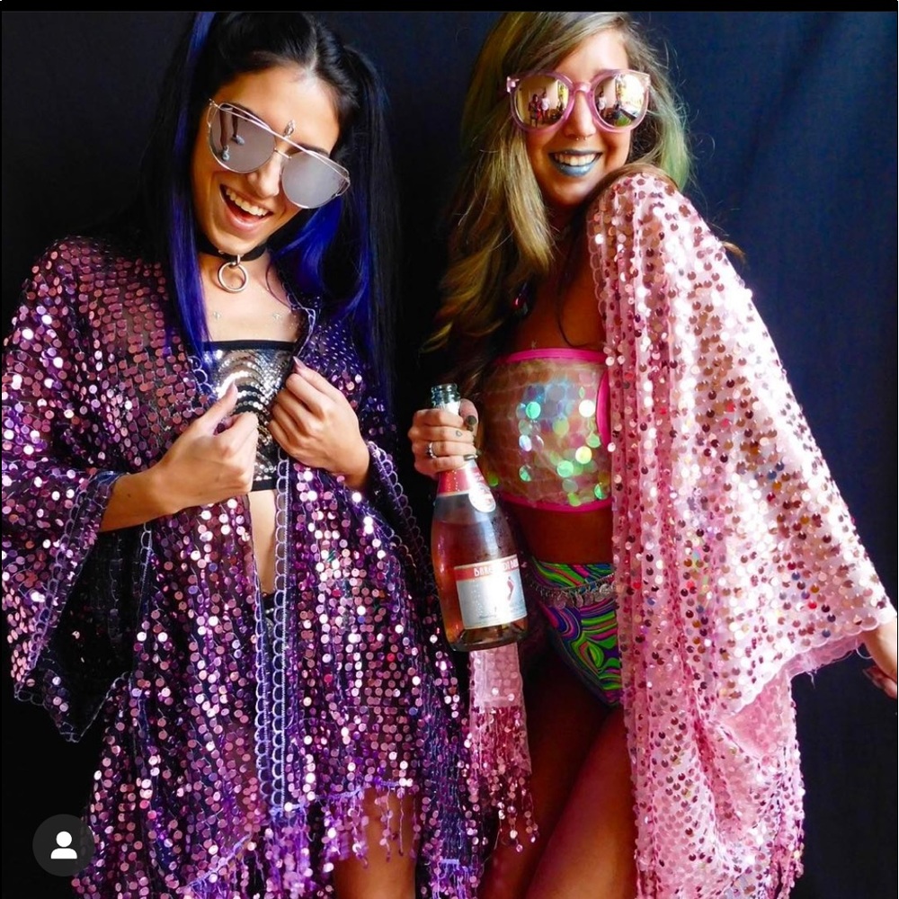 PINK Rave with Mi Gente Sequin Kimono